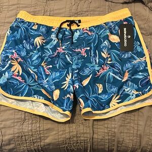 Men's Blue Floral Swim Trunks